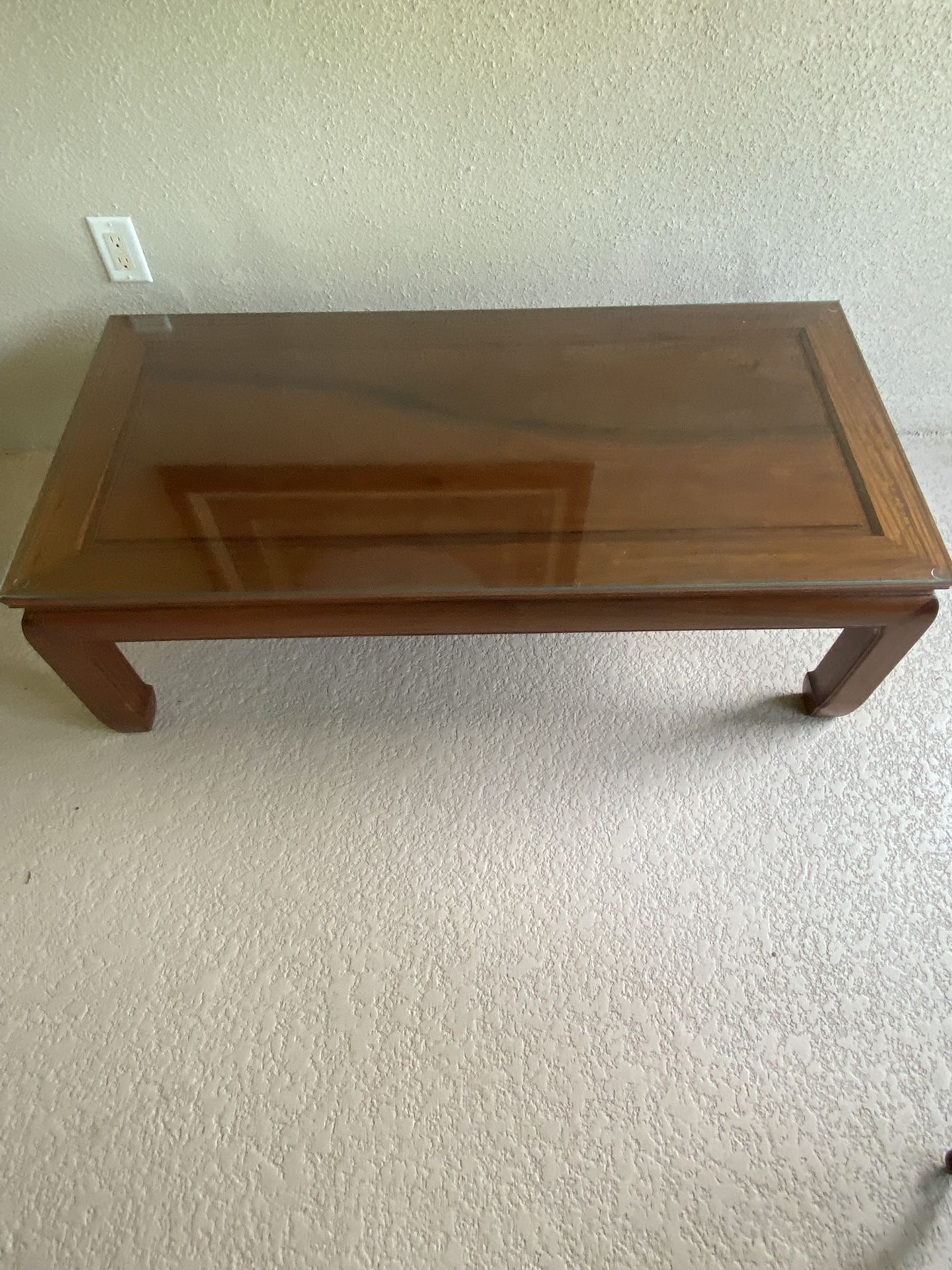 Solid Wood Coffee Table & Glass Cover