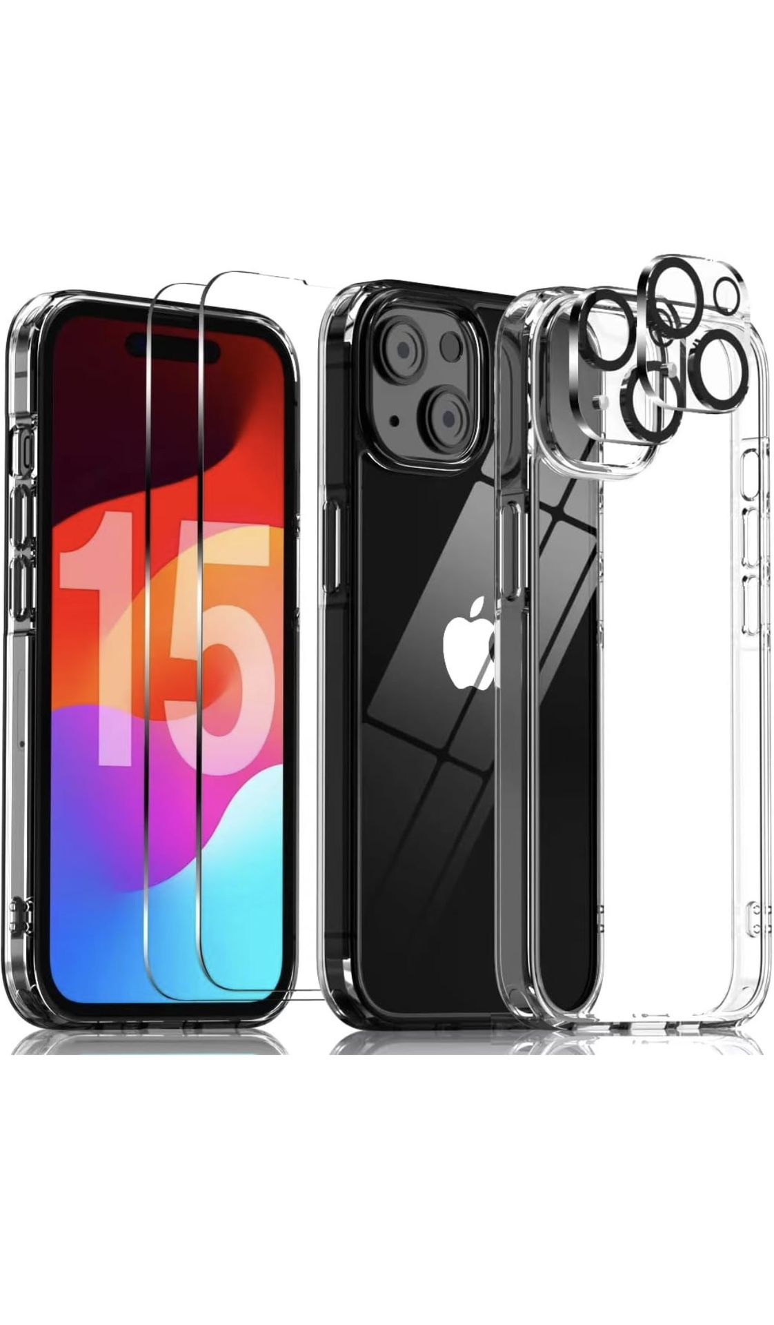 iPhone 15 case + Screen Protectors + Camera Lens Protectors