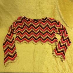 QED London Crochet Crop Long-sleeve