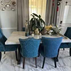 6 Rare Blue Dining Chairs $500 OBO