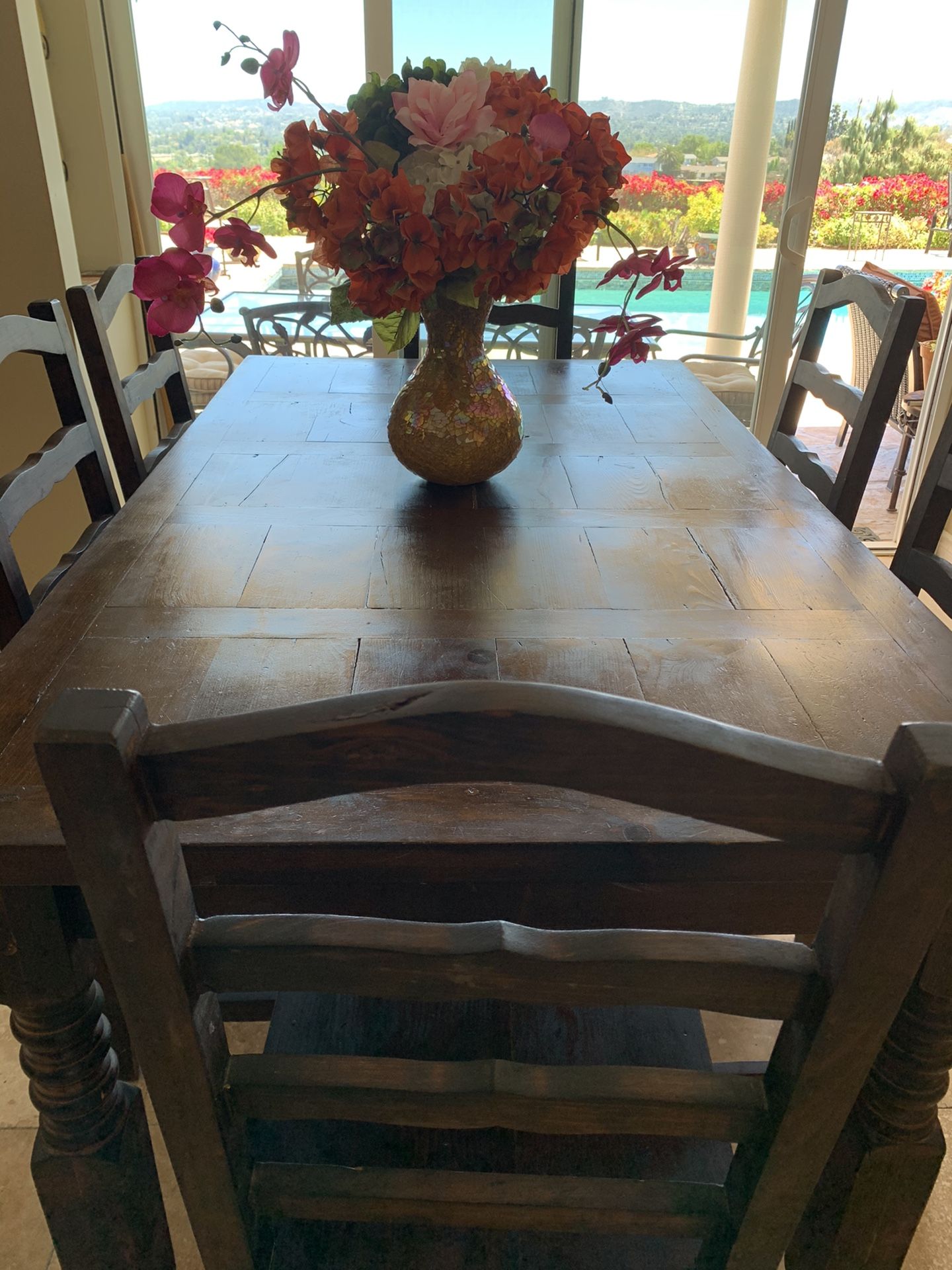 Rustic Mexican Hacienda Wood Table For 6