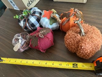 Set of 6 Fabric Decorative Pumpkins