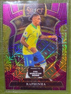 Raphinha Panini Select Road to FIFA World Cup 2026 Purple Prizm Card