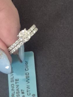 New Sterling Silver Moissanite Ring Size 7