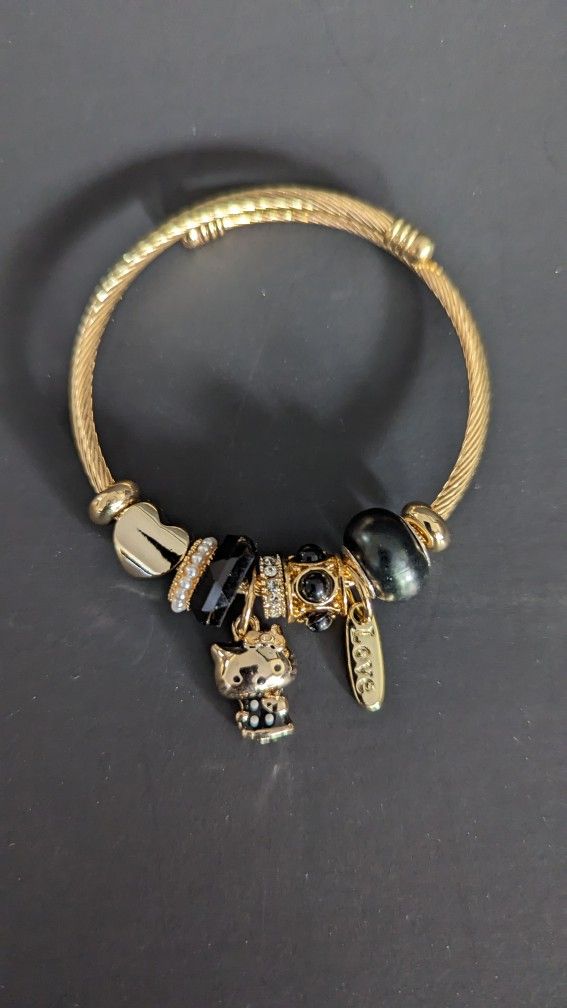 Pandora Style Bracelet Hello Kitty (Black)