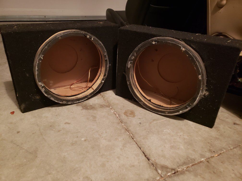 2 12" shallow speaker boxes (with wires and spacers)