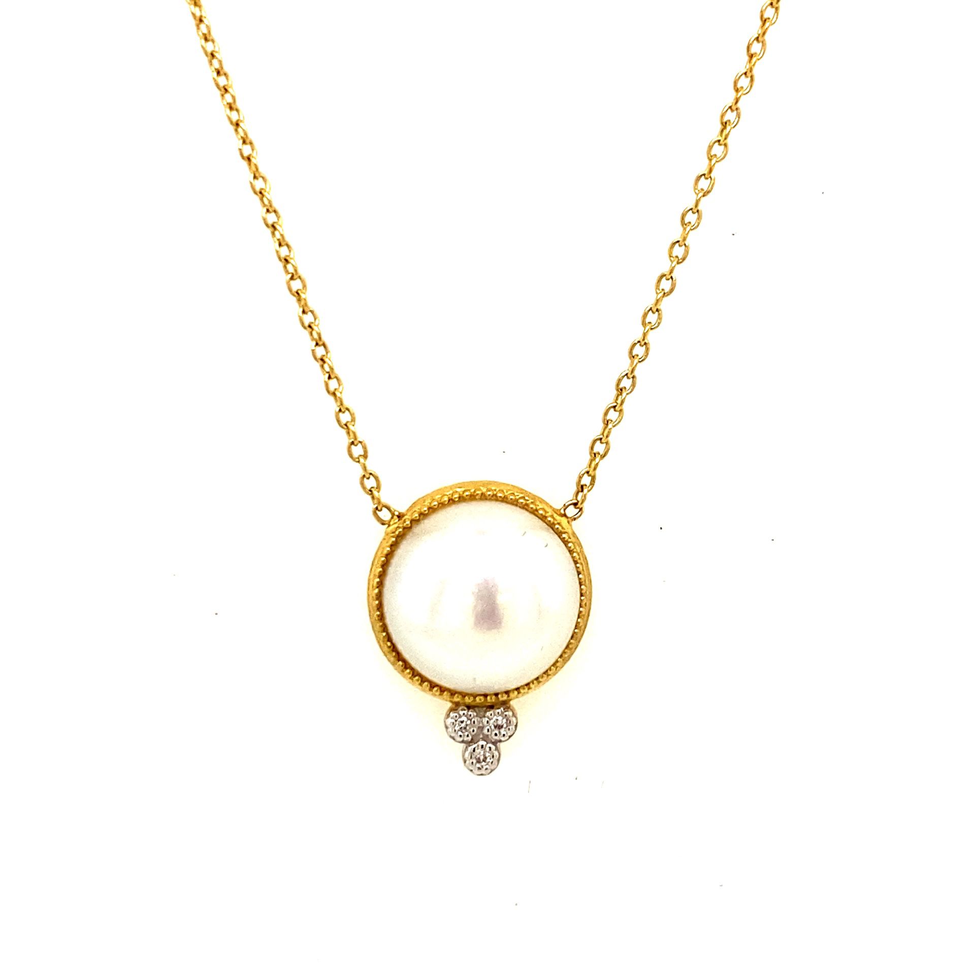 18k Pearl/Diamond Minimalist Necklacece
