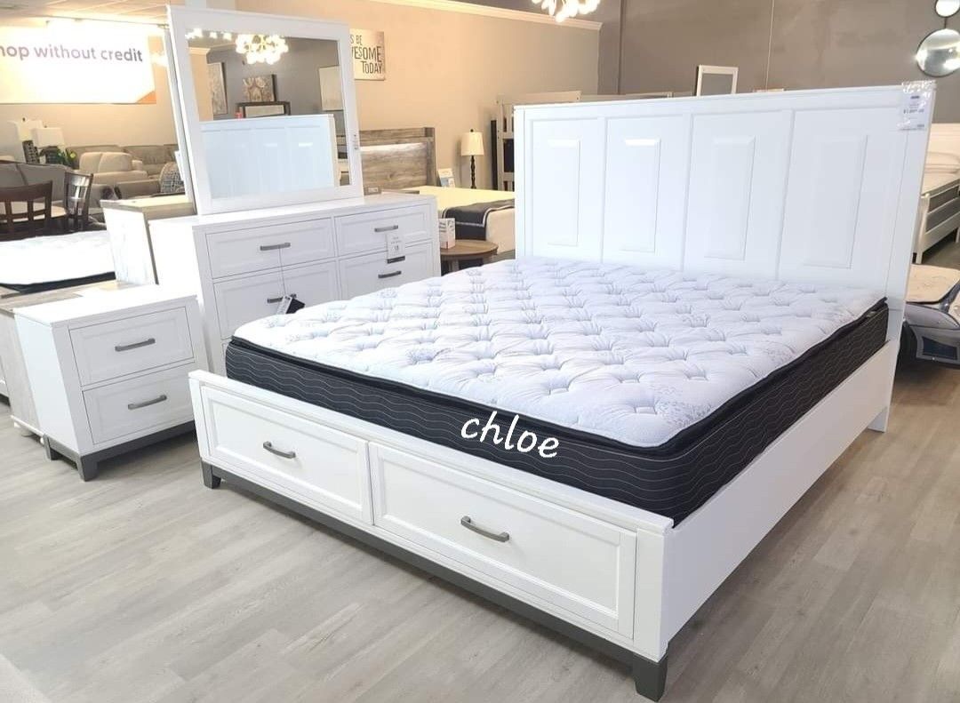 
🏐ASK DISCOUNT COUPOn☆ queen King full twin bed dresser mirror nightstand bunk bed options○ Bry White Storage Platform Bedroom Set 