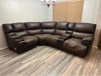 Faux leather dark brown modular sectional