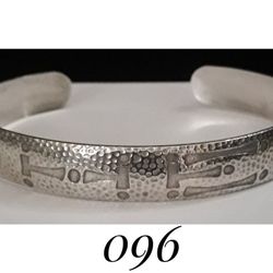 7.5-8.5" adj. Solid Sterling Silver Wahelo Cuff Bracelet. Made in USA