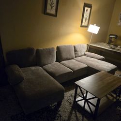 Gray Fabric Sectional Sofa