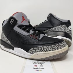 USED 2018 NIKE AIR JORDAN RETRO BLACK CEMENT 3 III SIZE 11