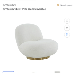 2 TOV FURNITURE Emily Swivel Chair White Accent Chair