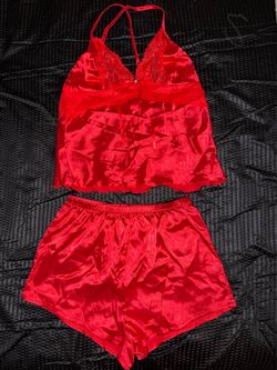Red satin sleep set size S