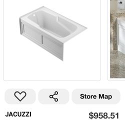 50% OFF - Jacuzzi CETRA 60×32" Alcove Soaking Bathtub Acrylic White Left Drain