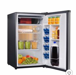 Whirlpool 4.3 cu ft Mini Refrigerator Stainless Steel WH43S1E: Compact Dorm Fridge, Energy Star, Reversible Door, 2 Shelves
