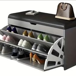 Gray Shoe Bench