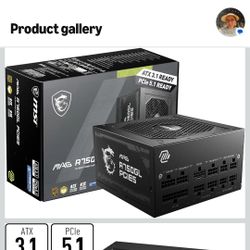 750W Gold Power Supply Fully Modular MSI MAG PCIE5 ATX 3.1 Gaming PSU