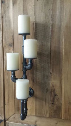 Industrial pipe candle holder