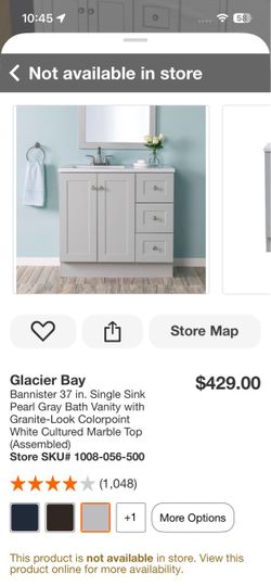 Glacier Bay Bannister 37 in. Single Sink Pearl Gray Bath Vanity with Granite-Look Colorpoint White Cultured Marble Top (Assembled)
