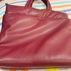 Big Tote Maroon Leather Bag Purse 