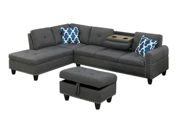 $320 - Brand New L-shaped Sectional with Storage Ottoman