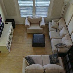 Complete 4-Pc Living Room Set (Sofa Bed, Loveseat, Chair, Ottoman)