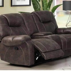 recliner Sofa and Motion Console Loveseat  in Walnut