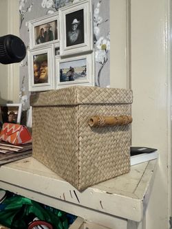 rattan lidded storage box