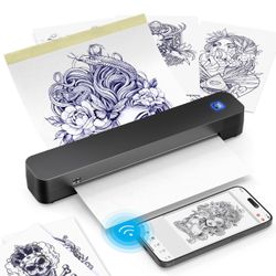 Wireless Tattoo Stencil Printer – Bluetooth Thermal Tattoo Printer Machine with 10 Transfer Papers, Portable Tattoo Kit for Artists, Compatible with S