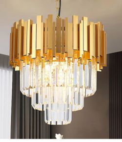 Gold Crystal Tiered Chandelier Pendant Light