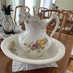 Antique Buffalo Pottery Pitcher Basin Set 