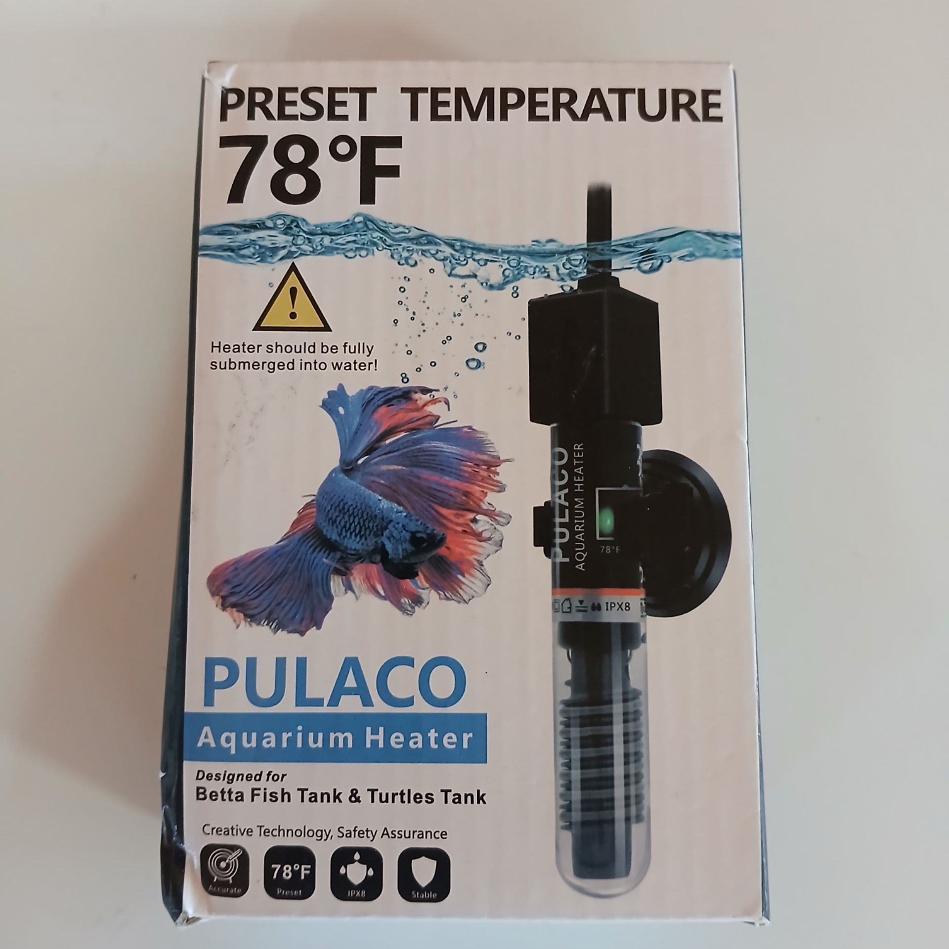 PULACO PL-168 25W Aquarium Heater Preset 78°F