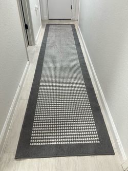 Gray and White Hallway Runner Rug
