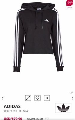 Adidas Women's 3-Stripe Cropped Hoodie Black