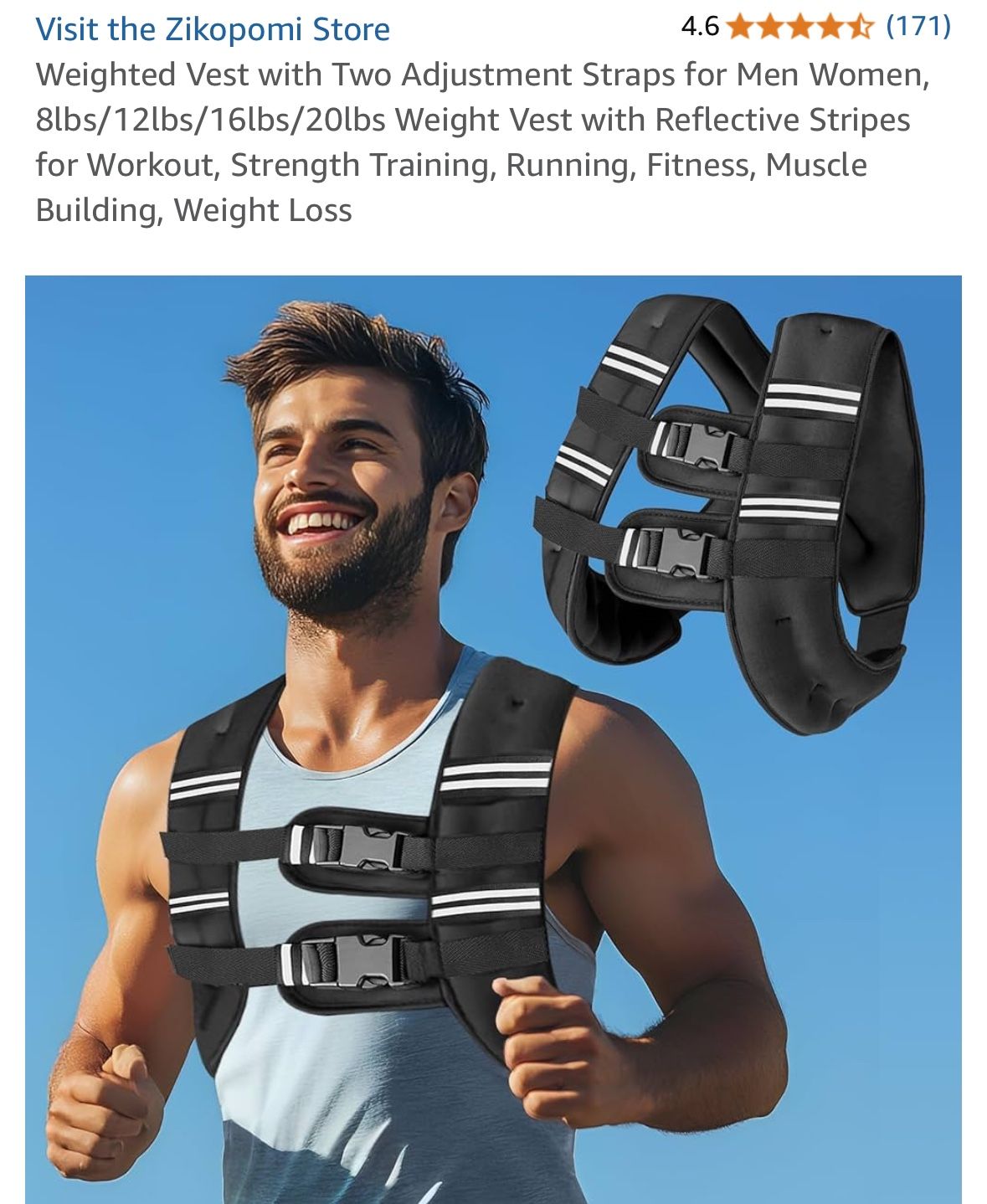 Weighted Vest with Two Adjustment Straps for Men Women, 8lbs/12lbs/16lbs/20lbs Weight Vest with Reflective Stripes for Workout, Strength Training, Run