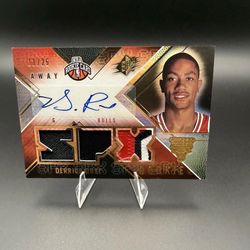 2008-09 SPx Radiance Derrick Rose ROOKIE PATCH AUTO /25 #121 Away Bulls MINT