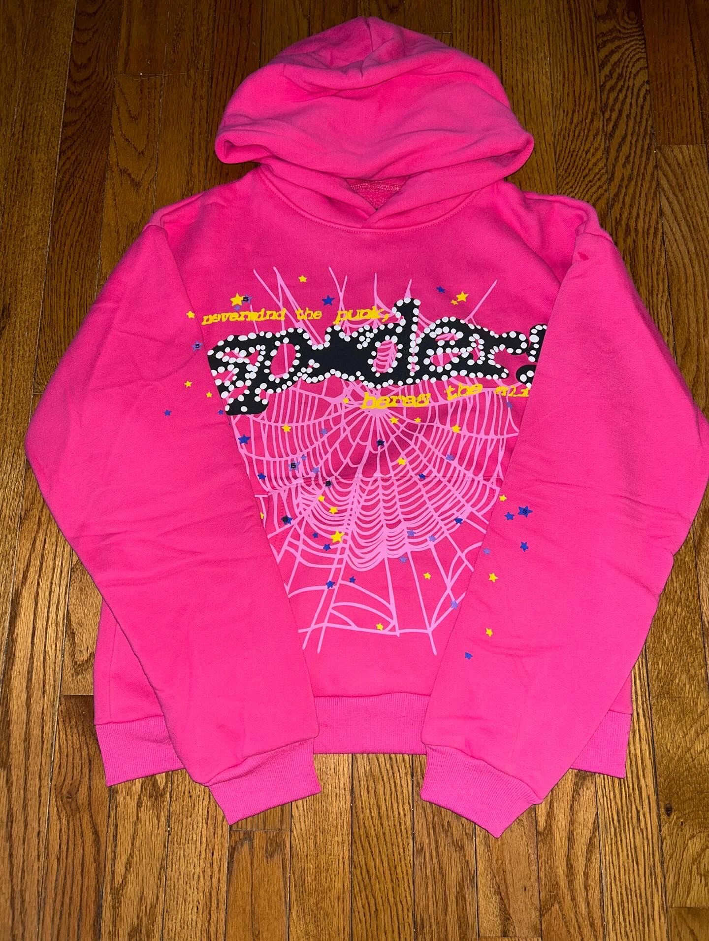 Pink Sp5der Hoodie Size Medium