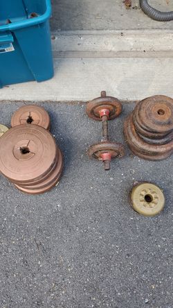 Dumbell set -190lbs of weight bench and bar