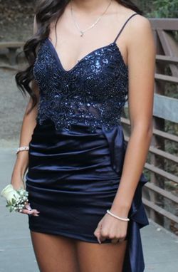 Satin beaded hoco dress