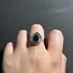Black Teardrop Ring