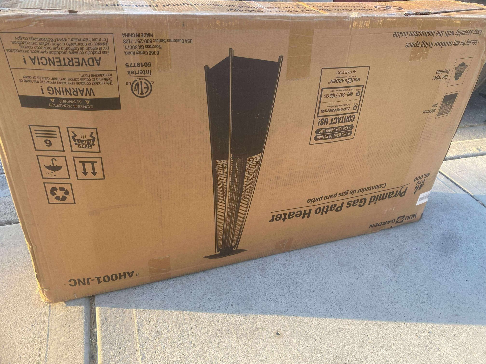 Outdoor 48,000 BTU Pyramid Propane Gas Patio Heater with Wheels, Powder-Coated