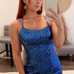 Deep Blue Sapphire Sequin Mini Dress