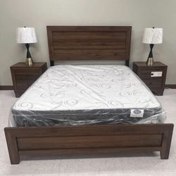 Pretty Wood Bed Sets - Simple But Elegant - Nightstands - Same Day Delivery - No Credit Needed