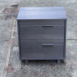 Modern 'gray oak' two-drawer nightstand