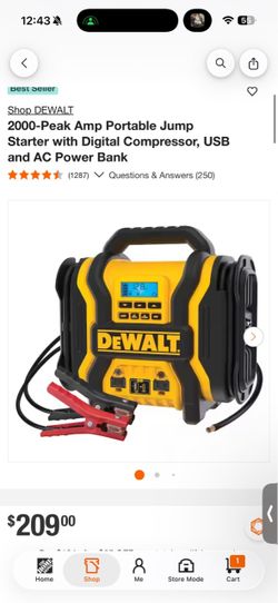 Dewalt Portable jumper cables 2000 amp
