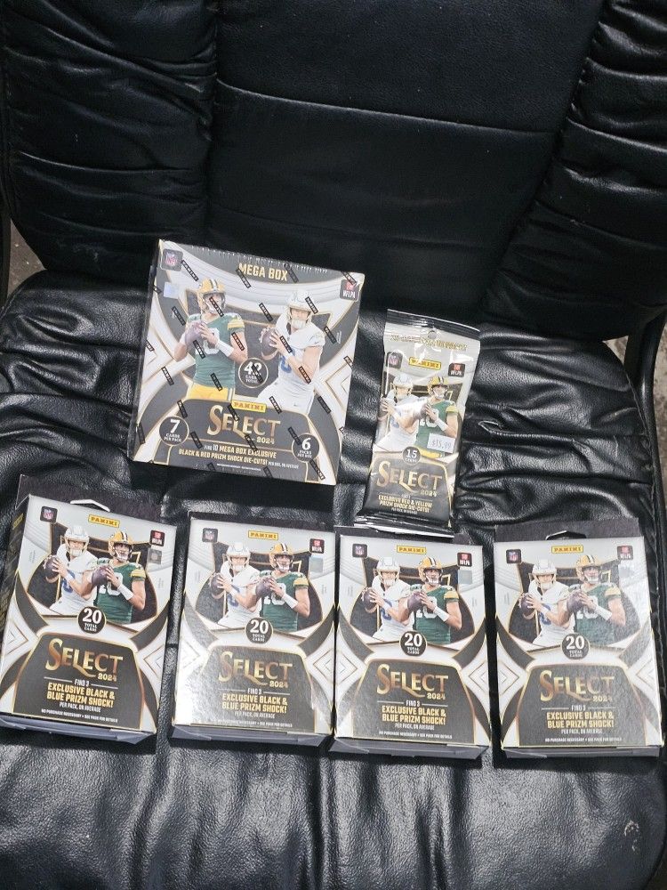 2024 Select Football Cards! 1 Mega Box! 4 Hanger Box! 1 Value Pack! Zebra Prizm Inserts!? New Sealed