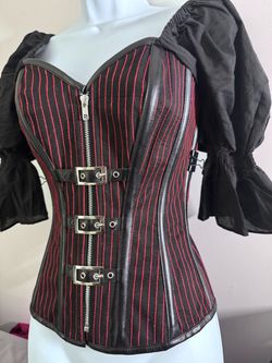 Black/red pin striped