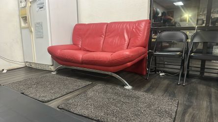 Red leather couch