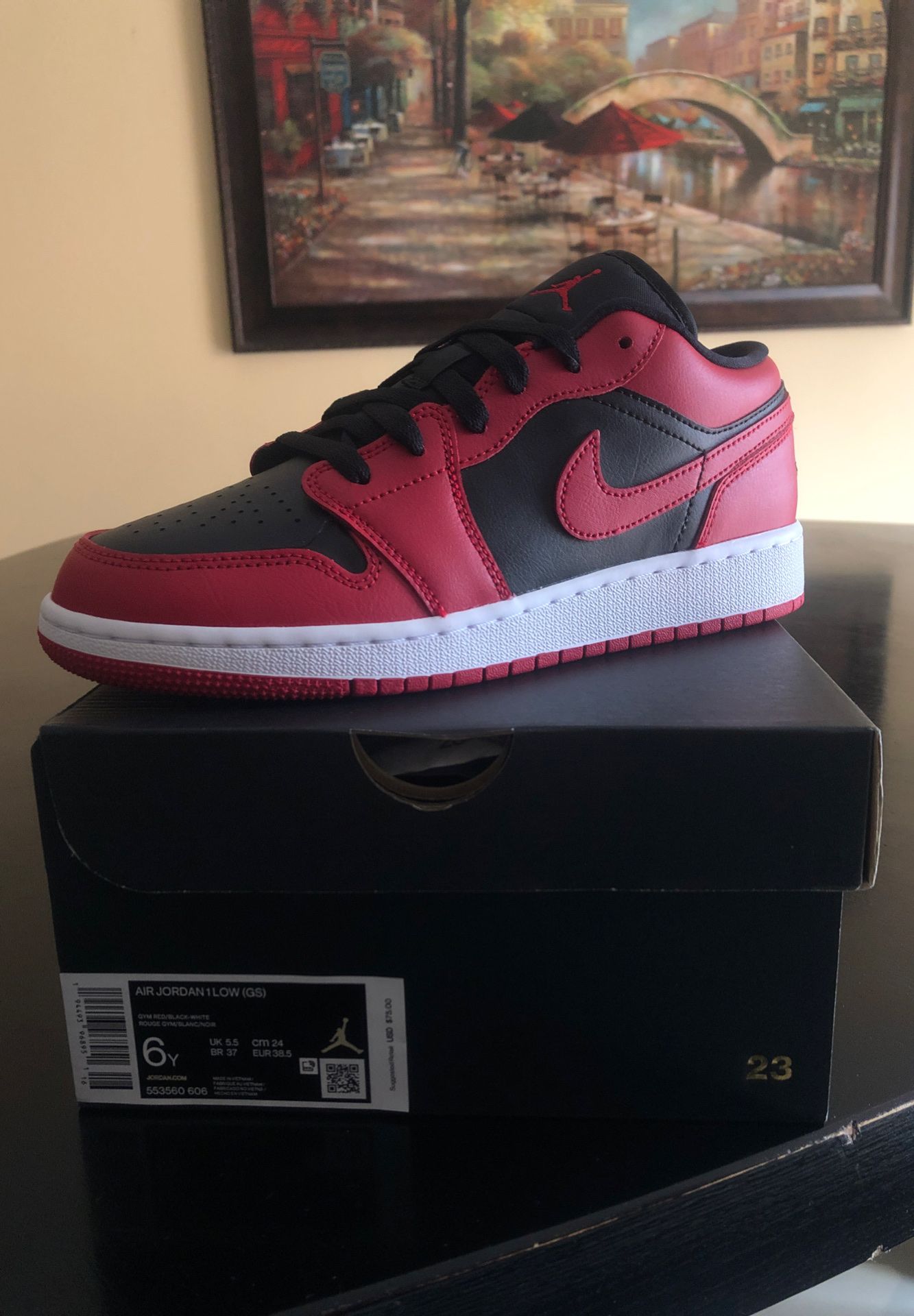 Jordan 1 Low “Bred” GS sz. 5.5 & 6